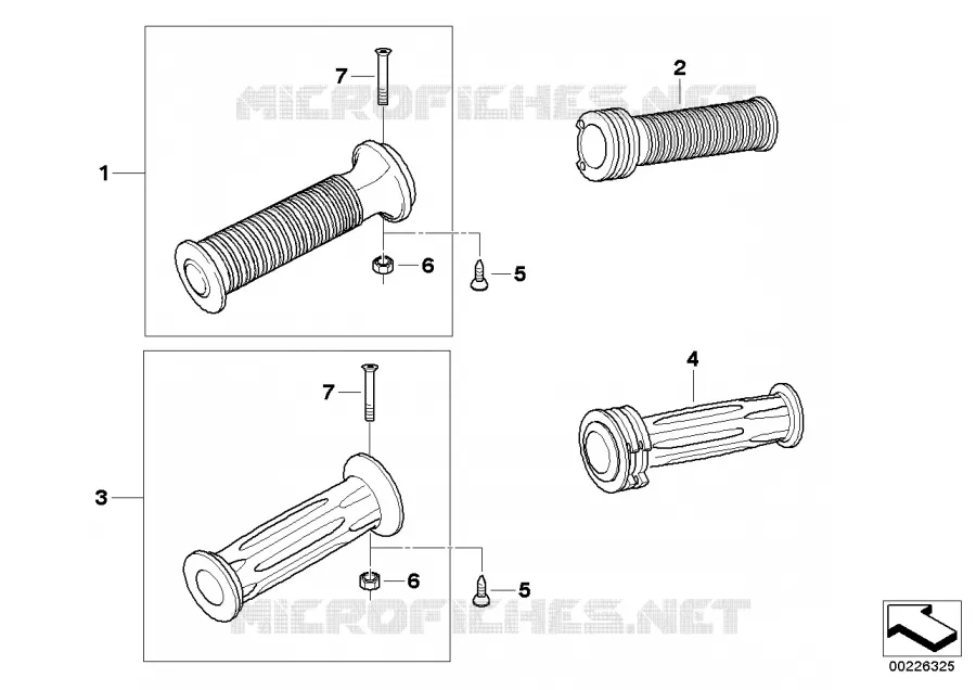Poignées de guidon non chauffées BMW Motorrad BMW Motorrad K 1200 2004 K4x 4 cyl.  K44 (0587,0597)