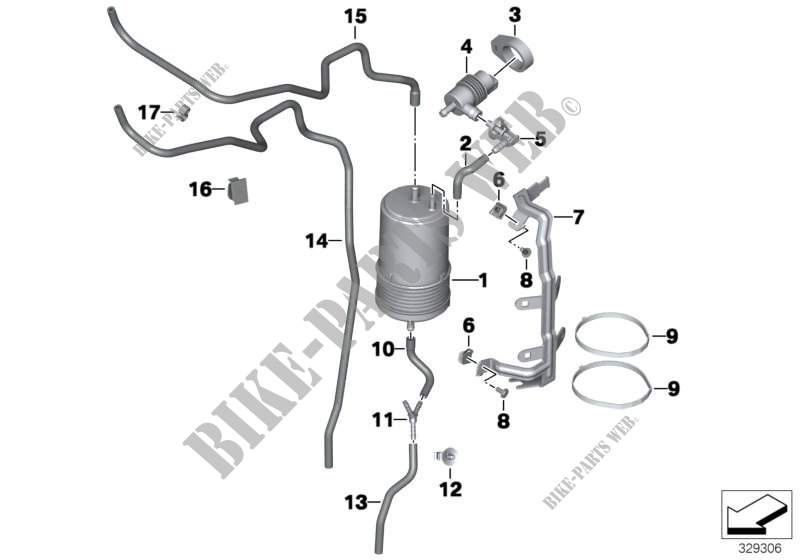 Canister à charbon activé/pcs de montage pour BMW Motorrad R nineT à partir de 2013