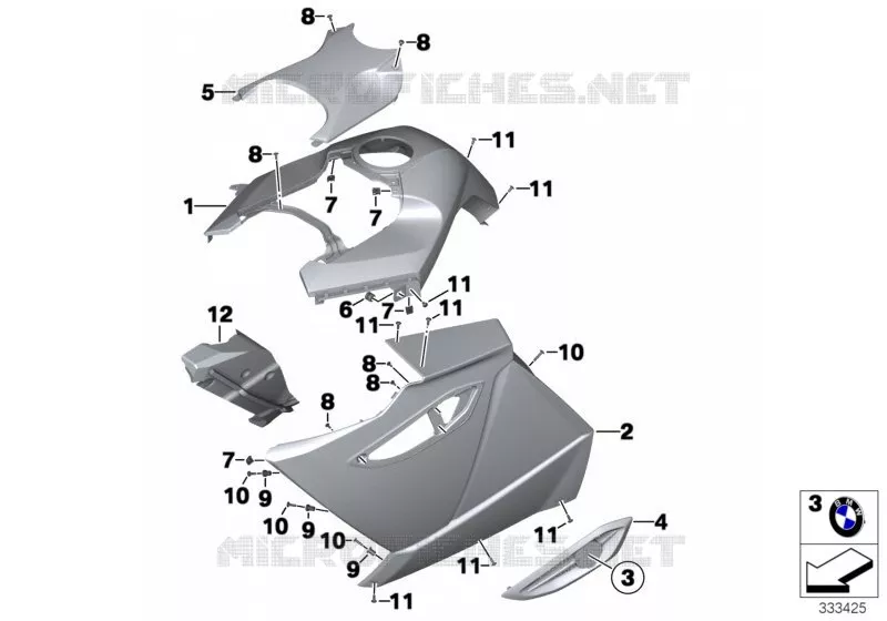 Carenage laterale / Partie centrale BMW Motorrad BMW Motorrad K 1300 2007 K4x 4 cyl.  K44 (0538,0539)