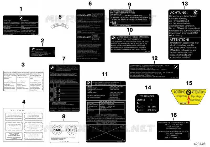 Diverses plaques indicatrices BMW Motorrad BMW Motorrad S 1000 2015   K46 (0D50, 0D60)