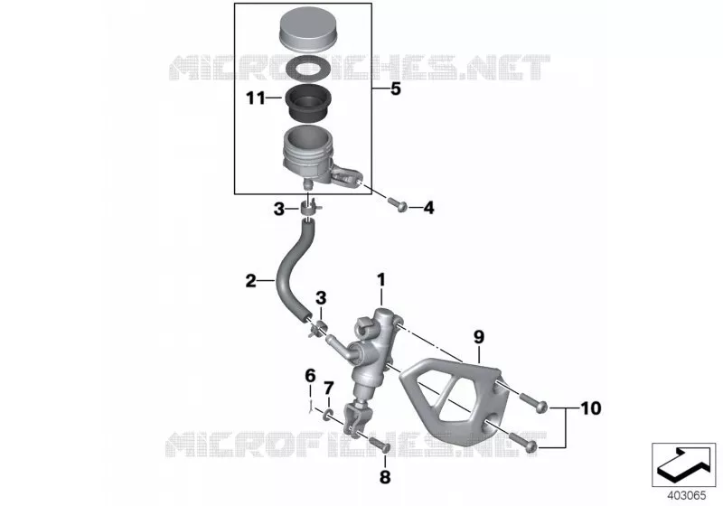 Maître cyl.de frein AR avec récipient BMW Motorrad BMW Motorrad R 1200 2013 K5x  K52 (0A03, 0A13)