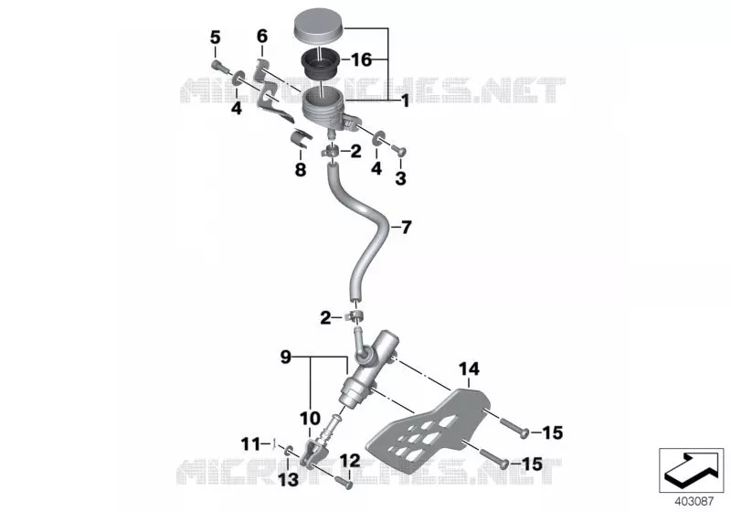 Maître cyl.de frein AR avec récipient BMW Motorrad BMW Motorrad S 1000 2008   K46 (0507,0517)