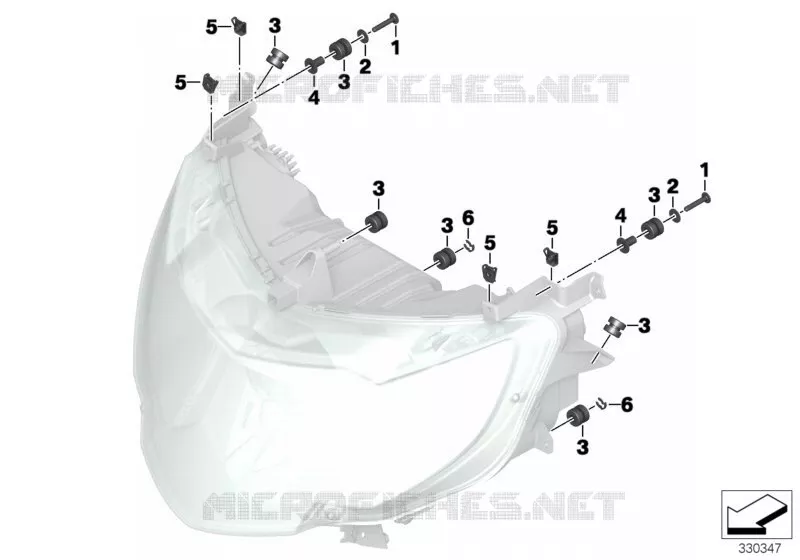 Pièces de fixation p. projecteur xénon BMW Motorrad BMW Motorrad K 1600 2015 6 cyl.  K48 (0F02, 0F12)