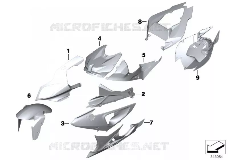 Pièces peintes WN47 mineral-silver mét. BMW Motorrad BMW Motorrad S 1000 2008   K46 (0507,0517)