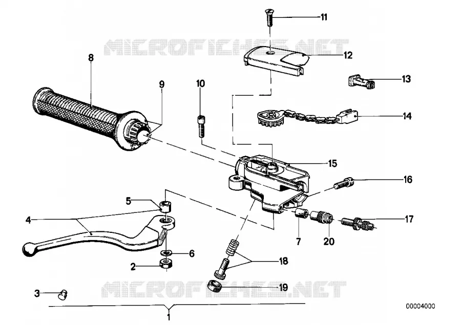 Poignée complète droite BMW Motorrad BMW Motorrad Classic R 75 1976 2V (76-85)  R75
