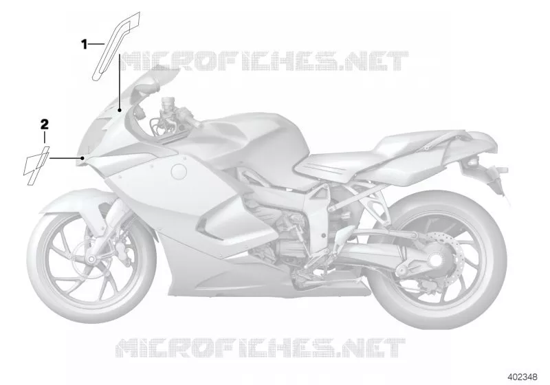 autocollant dessus de carénage BMW Motorrad BMW Motorrad K 1300 2007 K4x 4 cyl.  K40 (0508,0509)