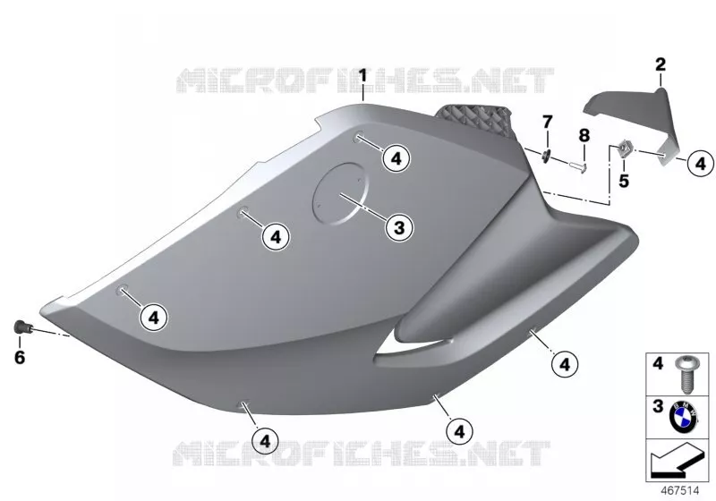 Carenage laterale BMW Motorrad BMW Motorrad K 1300 2007 K4x 4 cyl.  K40 (0508,0509)