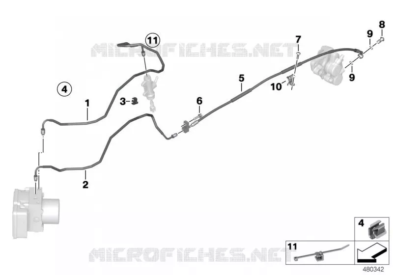 Conduite de frein Integral ABS arrière BMW Motorrad BMW Motorrad K 1600 2017 6 cyl.  K61 (0F51, 0F53)