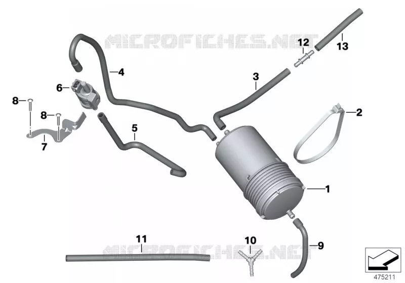 Filtre a charbon actif / conduites BMW Motorrad BMW Motorrad F 800 2013 K7x  K73 (0B04, 0B14)