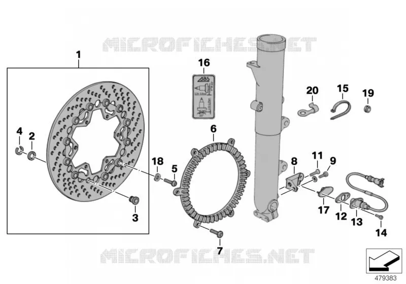 Frein de roues AV ABS BMW Motorrad BMW Motorrad K 1100 1989 4 cyl. 4 soup.  K589 (0526, 0536)