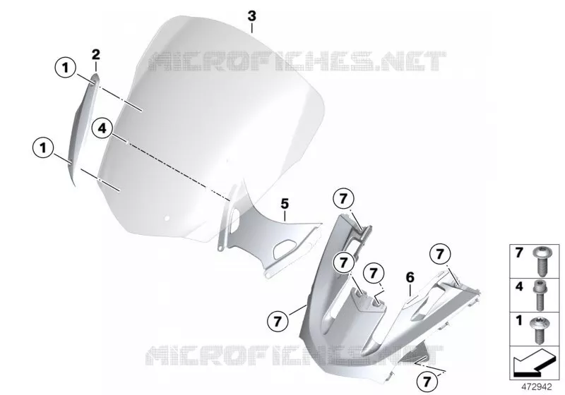 Pare-brise / fixation BMW Motorrad BMW Motorrad K 1600 2017 6 cyl.  K61 (0F51, 0F53)