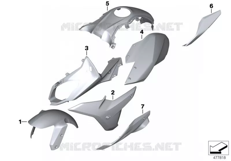 Pieces Peintes BMW Motorrad BMW Motorrad R 1200 2014 K5x  K54 (0A05, 0A15)