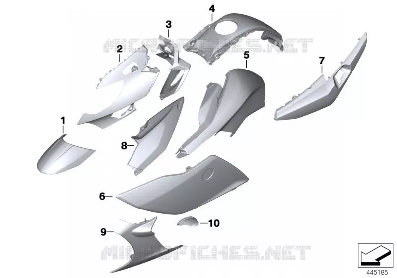 Pièces peintes WNB2 dark-graphit mét. BMW Motorrad BMW Motorrad K 1600 2010 6 cyl.  K48 (0601,0611)