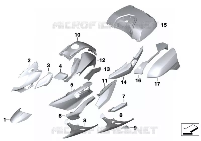 Pièces peintes WNC9 ebenholz metallic BMW Motorrad BMW Motorrad K 1600 2015 6 cyl.  K48 (0F02, 0F12)