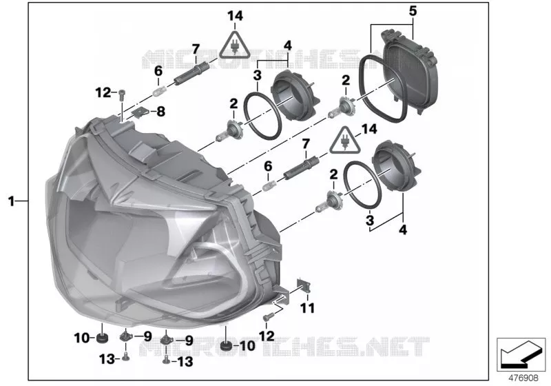 Projecteur BMW Motorrad BMW Motorrad K 1200 2004 K4x 4 cyl.  K44 (0587,0597)