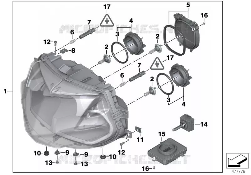 Projecteur Xenon BMW Motorrad BMW Motorrad K 1200 2004 K4x 4 cyl.  K44 (0587,0597)