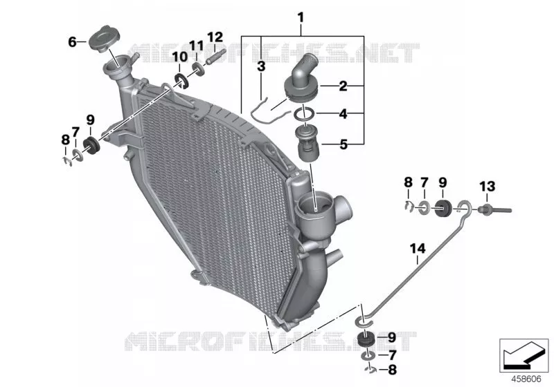 Radiateur du liquide de refroidissement BMW Motorrad BMW Motorrad K 1200 2004 K4x 4 cyl.  K43 (0584,0594)