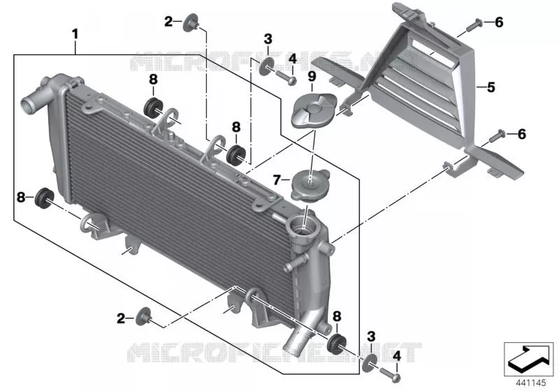 Refroidisseur moteur avec fixation BMW Motorrad BMW Motorrad R 1200 2013 K5x  K53 (0A04, 0A14)