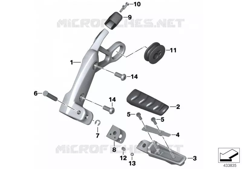 Repose-pied arrière BMW Motorrad BMW Motorrad R 1200 2009 K2x  K27 (0400,0490)