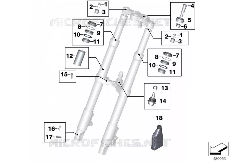 Service fourche diam.de tube de f.41 mm BMW Motorrad BMW Motorrad R 1200 2008 K2x  K26 (0430,0440)
