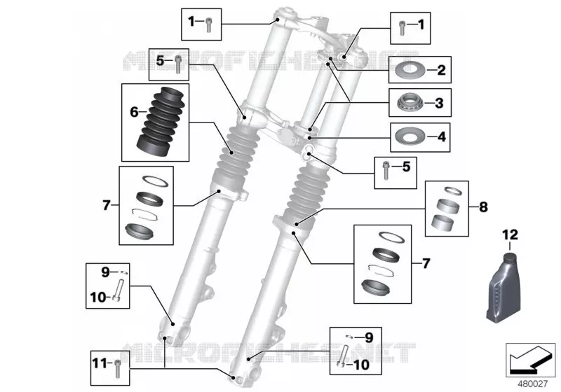 Service fourche télescopique BMW Motorrad BMW Motorrad R nineT 2015   K32 (0J21, 0J23)