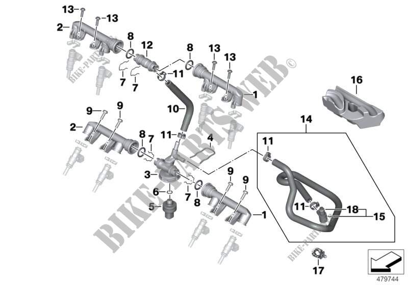 Soupapes/conduite de dispositif dinject pour BMW Motorrad S 1000 RR à partir de 2008