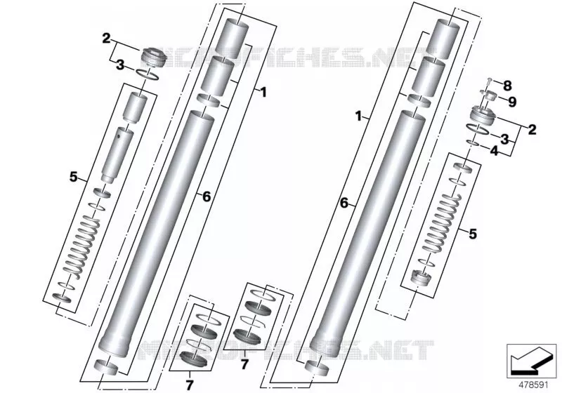 Tube de fourche BMW Motorrad BMW Motorrad R 1200 2014 K5x  K54 (0A05, 0A15)