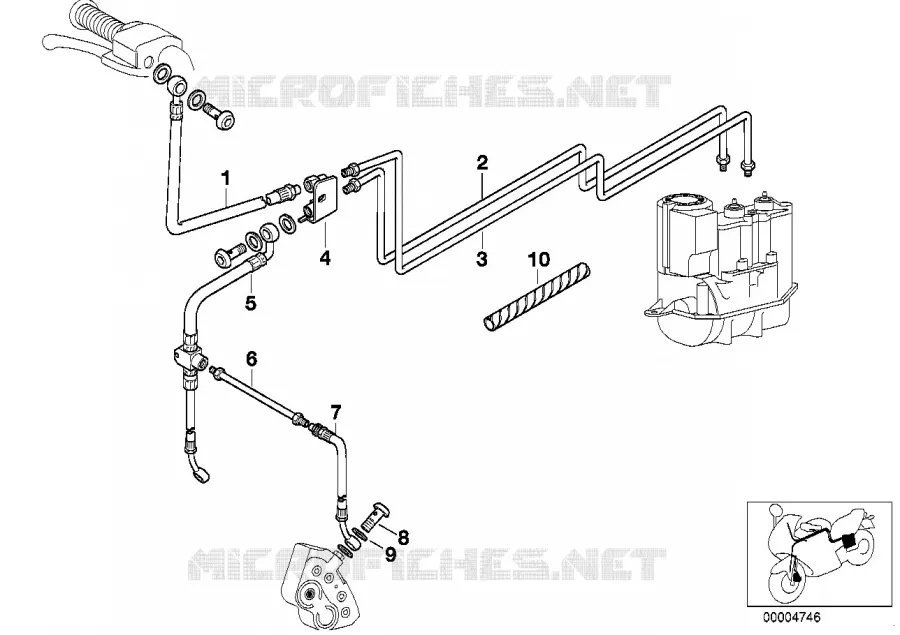 Tuyau de frein avant ABS BMW Motorrad BMW Motorrad K 1200 1997 4 cyl. 4 soup.  K589 (0545,0555)