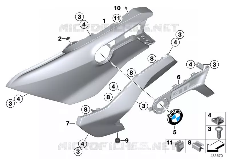 Carenage laterale avant BMW Motorrad BMW Motorrad K 1600 2015 6 cyl.  K48 (0F02, 0F12)