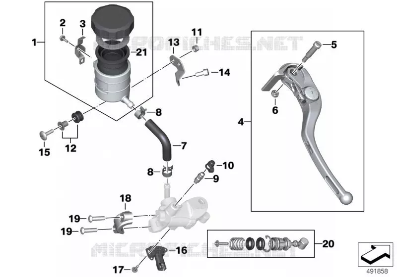 Pièces de commande de frein à main BMW Motorrad BMW Motorrad S 1000 2013   K46 (0D10,0D21)