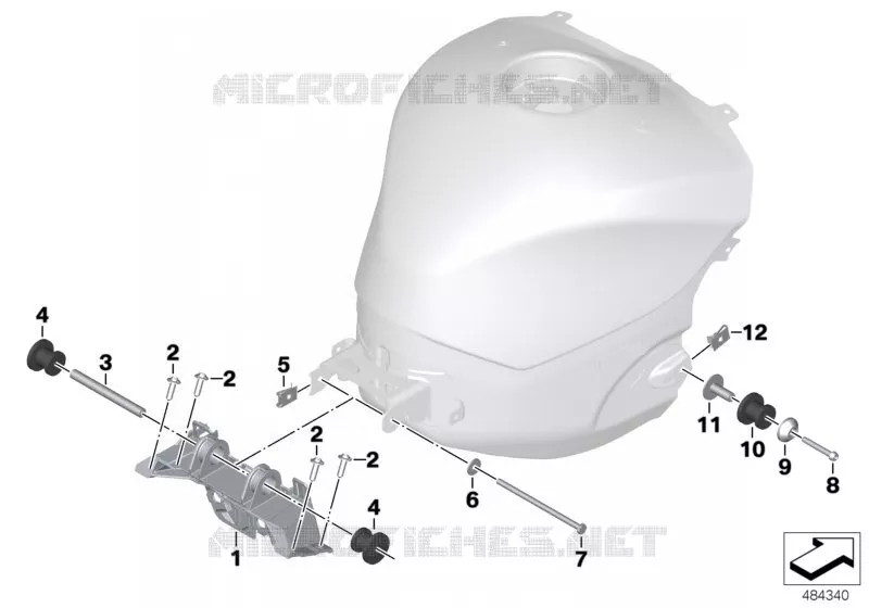 Pièces de fixation réservoir carburant BMW Motorrad BMW Motorrad HP4 2017   K60 (0E31, 0E33)