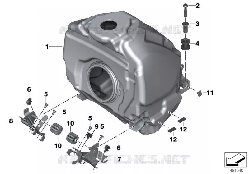 Pièces de fixation réservoir carburant BMW Motorrad BMW Motorrad R 1200 2015 K5x  K50 (0A51, 0A61)