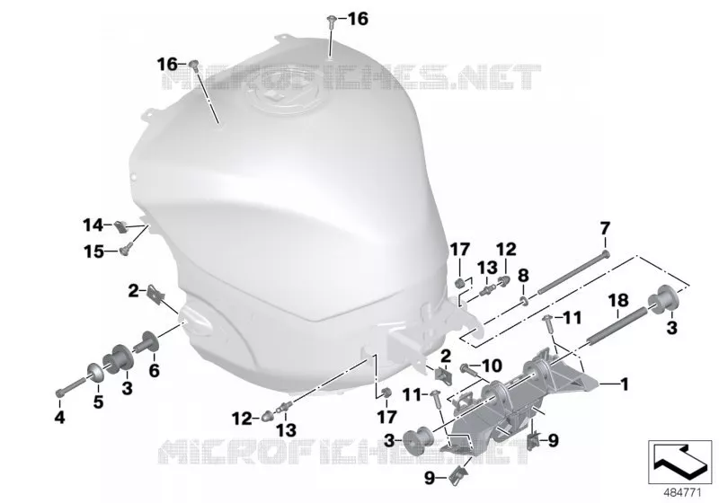 Pièces de fixation réservoir carburant BMW Motorrad BMW Motorrad S 1000 2015   K46 (0D50, 0D60)