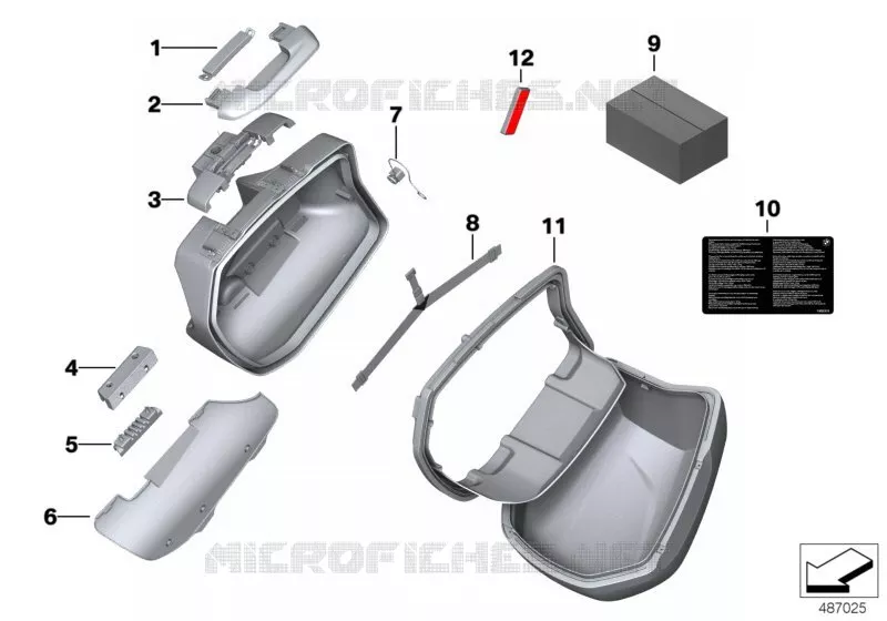 Pièces détachées valise touring BMW Motorrad BMW Motorrad R 1200 2013 K5x  K53 (0A04, 0A14)