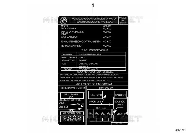 Plaque BMW Motorrad BMW Motorrad S 1000 2014   K49 (0D03, 0D13)