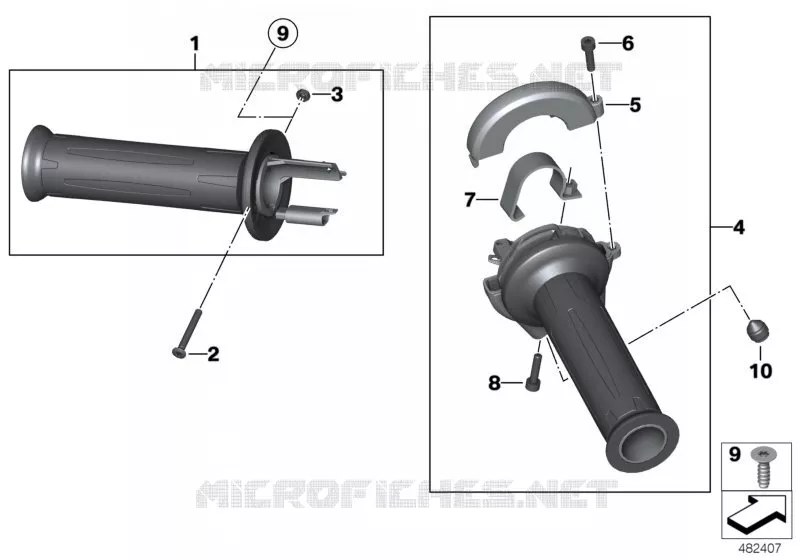 Poignées de guidon non chauffées BMW Motorrad BMW Motorrad K 1200 2003 K4x 4 cyl.  K40 (0581,0591)