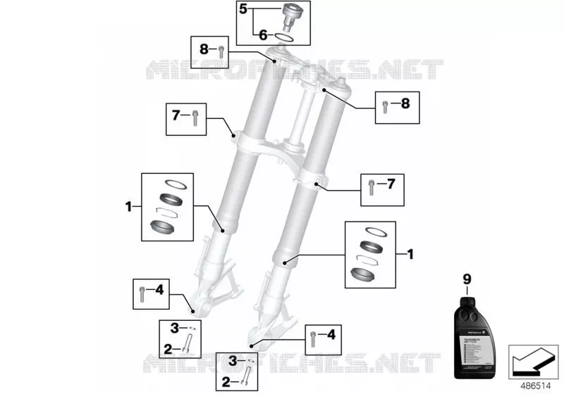 Service fourche télescopique BMW Motorrad BMW Motorrad S 1000 2010   K46 (0524,0534)