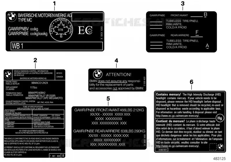 plaques Canada BMW Motorrad BMW Motorrad S 1000 2014   K49 (0D03, 0D13)
