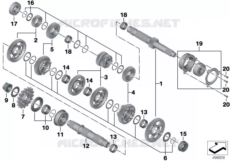 Arbres de boîte de vitesses BMW Motorrad BMW Motorrad S 1000 2018   K69 (0E41, 0E43)