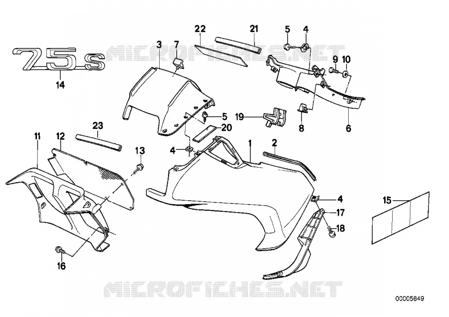Carenage laterale / Partie centrale BMW Motorrad BMW Motorrad Classic K 75 1985 3 cyl.  K569 (0563,0572)