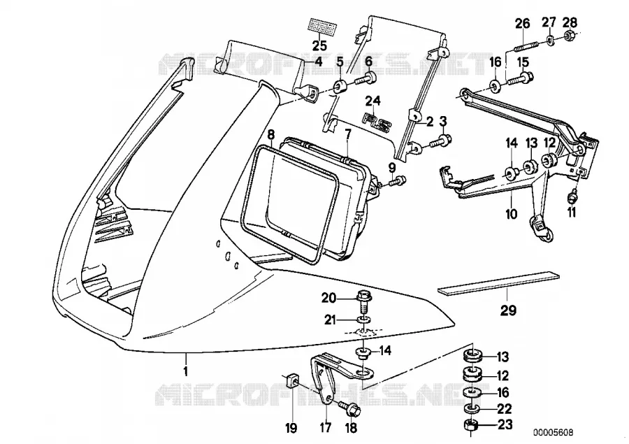 Habillage dessus/phare BMW Motorrad BMW Motorrad K 1100 1992 4 cyl. 4 soup.  K589 (0522,0532)