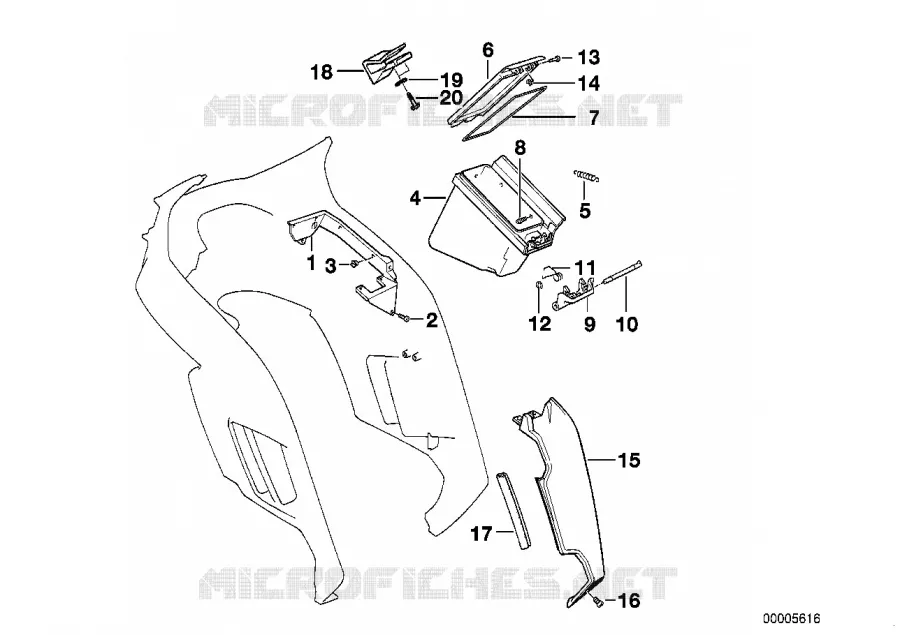 Habillage-poche later./coussin de genou BMW Motorrad BMW Motorrad Classic K 100 1986 4 cyl. 2 soup.  K589 (0506,0516)