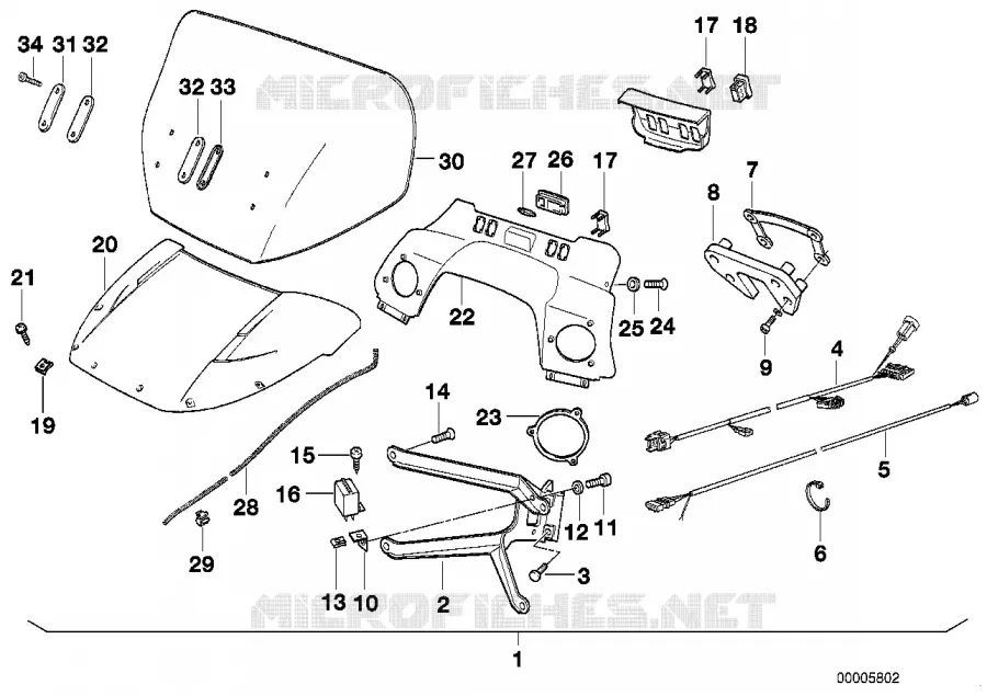 Kit pare-brise moto BMW Motorrad BMW Motorrad Classic K 100 1986 4 cyl. 2 soup.  K589 (0506,0516)