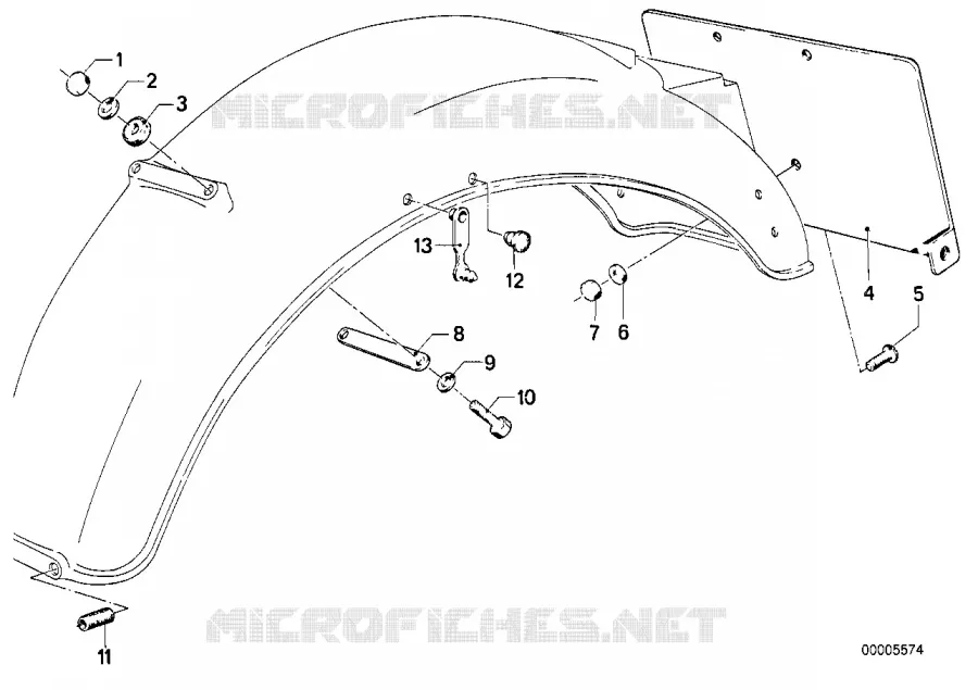 Pièces accolées garde-boue arrière BMW Motorrad BMW Motorrad Classic R 75 1979 2V (76-85)  R75