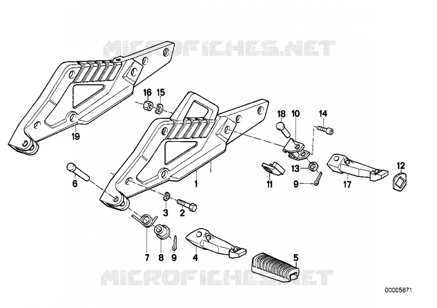 Plaque de repose-pied/repose-pied BMW Motorrad BMW Motorrad Classic K 100 1986 4 cyl. 2 soup.  K589 (0506,0516)