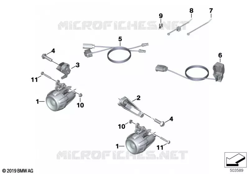 Post-équipt Projecteurs addition. à LED BMW Motorrad BMW Motorrad S 1000 2018   K69 (0E41, 0E43)