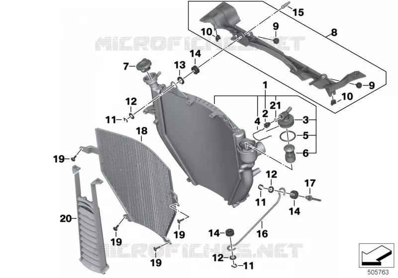 Radiateur du liquide de refroidissement BMW Motorrad BMW Motorrad K 1600 2017 6 cyl.  K61 (0F51, 0F53)