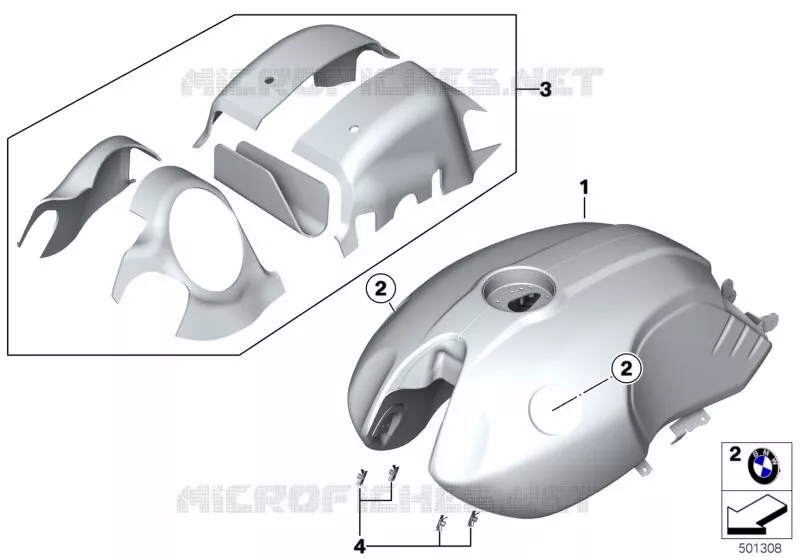 Réservoir carburant aluminium apparent BMW Motorrad BMW Motorrad R nineT 2015   K22 (0J11, 0J13)
