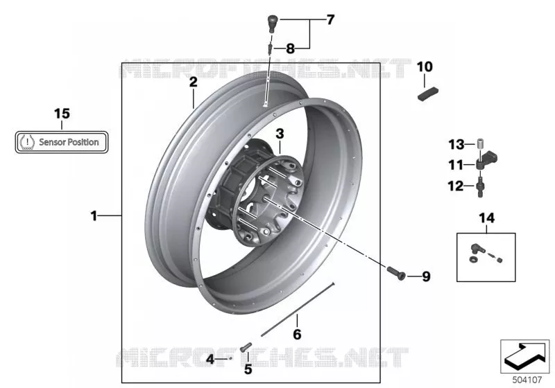 Roue a rayons arrière BMW Motorrad BMW Motorrad R 1200 2015 K5x  K50 (0A51, 0A61)